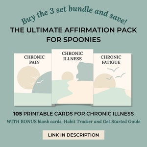 35 Chronic Fatigue Affirmation Cards Printable, Spoonie Mindfulness, Cards for Chronic Illness, Boho Abstract Landscape, Instant Download image 8