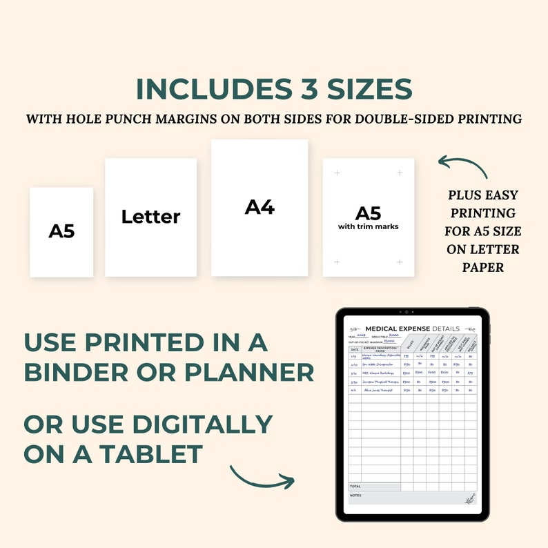 Health Trackers for Chronic Illness, Medical Binder, Symptom Tracker Journal, Printable and Digital Medical Planner, Chronic Pain Journal image 9