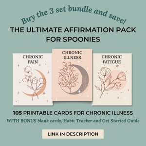 35 Chronic Pain Printable Affirmation Cards, Spoonie Mindfulness Cards, Calming Neutral Boho Floral, Digital Download image 8