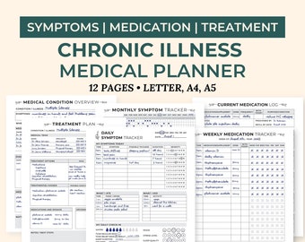 Chronic Illness Medical Planner, Symptom Tracking Journal, Medical Journal, Health Diary, Symptom Tracker Printable, Medication Tracker