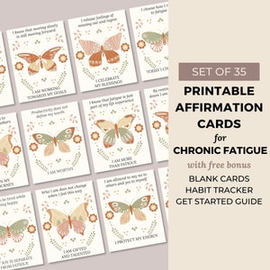 35 Cartes d’affirmation de fatigue chronique imprimables, Spoonie Mindfulness, Cartes pour maladie chronique, Papillon scandinave, Téléchargement instantané
