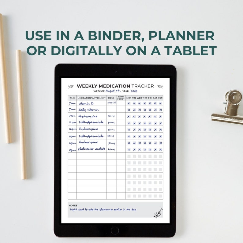 Medication Tracker, Medication Log, Medical Information Binder Insert, Chronic Illness Medical Printable, Medicine Chart, Digital Download image 7