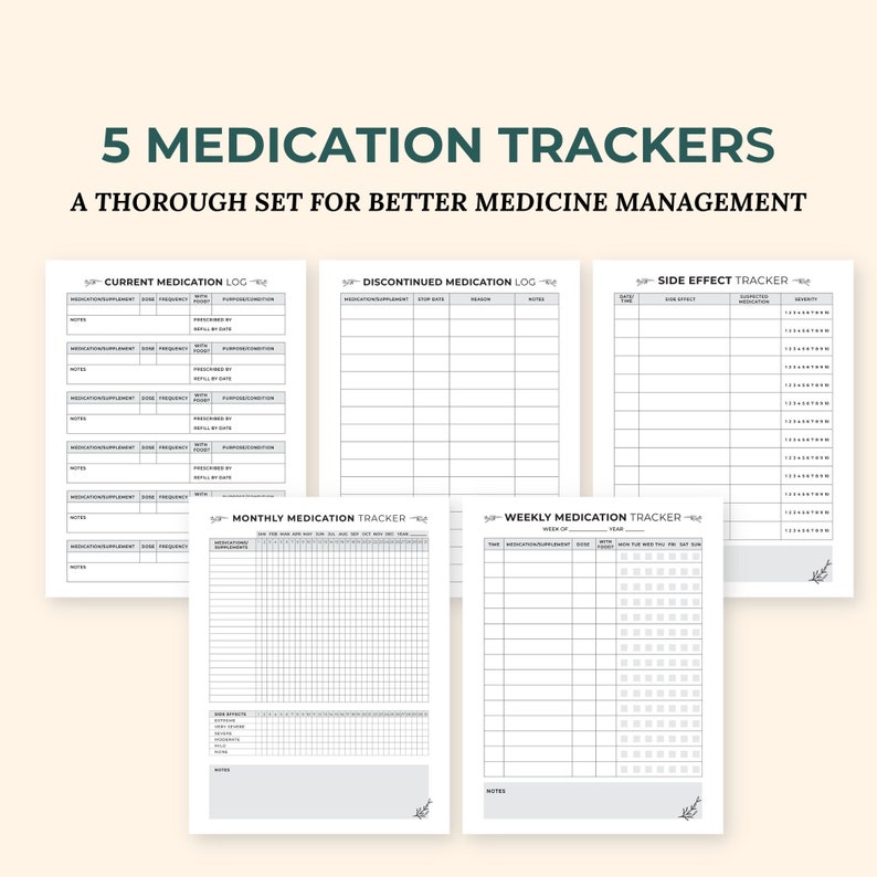 Medication Tracker, Medication Log, Medical Information Binder Insert, Chronic Illness Medical Printable, Medicine Chart, Digital Download image 2