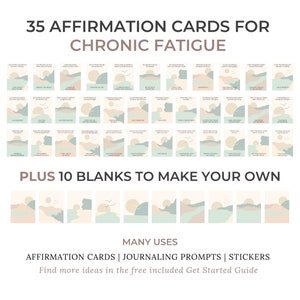 35 Chronic Fatigue Affirmation Cards Printable, Spoonie Mindfulness, Cards for Chronic Illness, Boho Abstract Landscape, Instant Download image 3