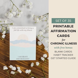 35 Spoonie Affirmation Cards Imprimable, Chronic Illness Mindfulness Cards, Boho Abstract Landscape, Téléchargement numérique