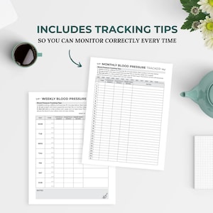 Blood Pressure Log, Blood Pressure Chart, BP Tracker, Digital Hypertension Tracking, Printable Heart Rate, Medical Binder Caregiver Log image 2