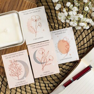 35 Spoonie Affirmation Cards Printable, Chronic Illness Mindfulness Cards, Neutral Boho Floral, Digital Download image 4