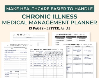 Medical Expense Tracker, Chronic Illness Medical Planner Healthcare Management, Medical Binder Caregiver Log, Doctor Appointment, To Do List