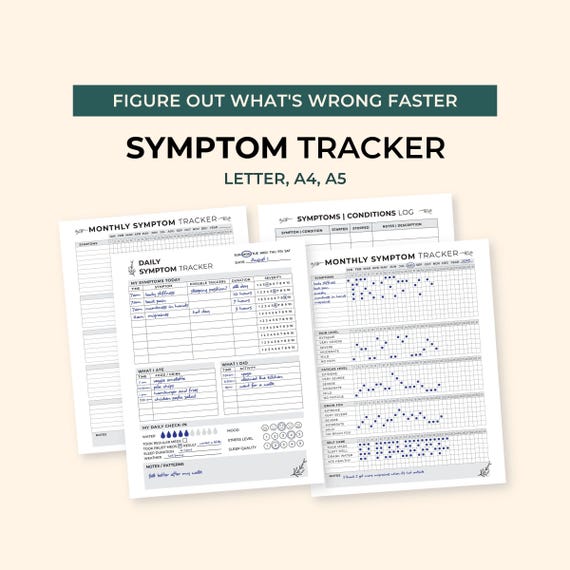 Symptom Tracker, Headache Diary, Wellness Journal Insert, Medical Information Binder, Chronic Illness Printable