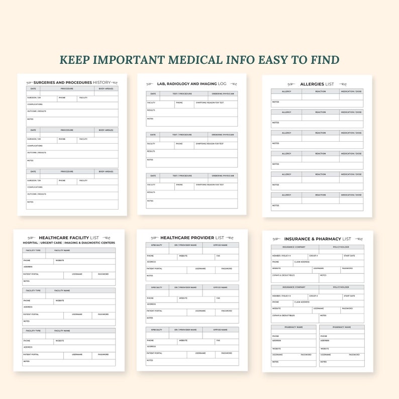 Health Trackers for Chronic Illness, Medical Binder, Symptom Tracker Journal, Printable and Digital Medical Planner, Chronic Pain Journal image 7