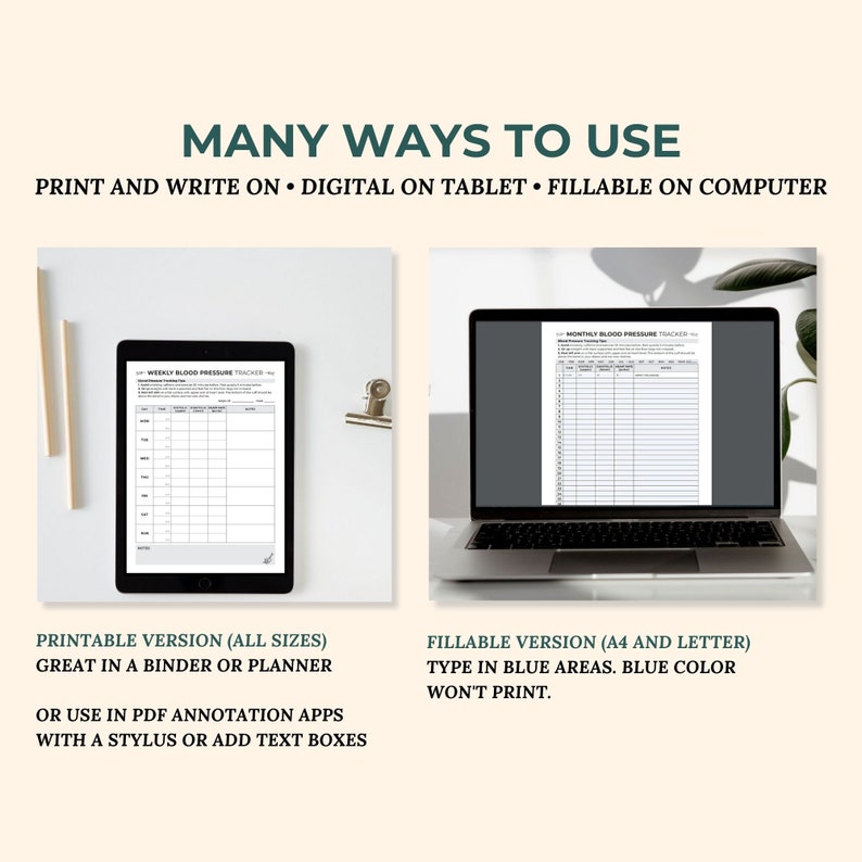 Blood Pressure Log, Blood Pressure Chart, BP Tracker, Digital Hypertension Tracking, Printable Heart Rate, Medical Binder Caregiver Log image 7
