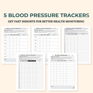 Blood Pressure Log, Blood Pressure Chart, BP Tracker, Digital Hypertension Tracking, Printable Heart Rate, Medical Binder Caregiver Log image 3