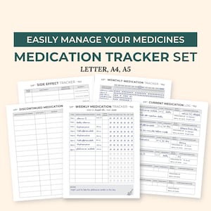 Medication Tracker, Medication Log, Medical Information Binder Insert, Chronic Illness Medical Printable, Medicine Chart, Digital Download image 1