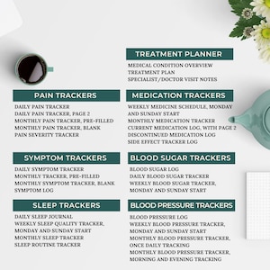 Health Trackers for Chronic Illness, Medical Binder, Symptom Tracker Journal, Printable and Digital Medical Planner, Chronic Pain Journal image 3