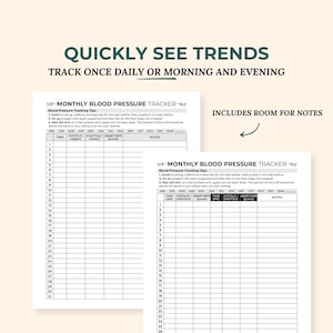 Blood Pressure Log, Blood Pressure Chart, BP Tracker, Digital Hypertension Tracking, Printable Heart Rate, Medical Binder Caregiver Log image 5