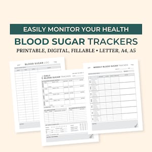 Blood Sugar Log, Diabetes Log Book Planner, Daily Weekly Glucose Monitoring, Digital Medical Binder, Caregiver Log, Family Health Printable