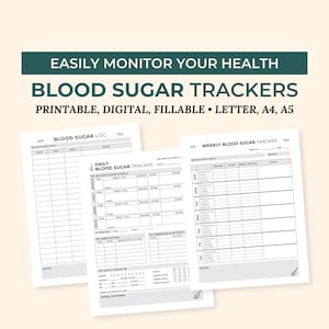 Blood Sugar Log, Diabetes Log Book Planner, Daily Weekly Glucose Monitoring, Digital Medical Binder, Caregiver Log, Family Health Printable