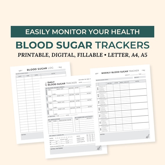 Blood Sugar Log, Diabetes Log Book Planner, Daily Weekly Glucose Monitoring, Digital Medical Binder, Caregiver Log, Family Health Printable
