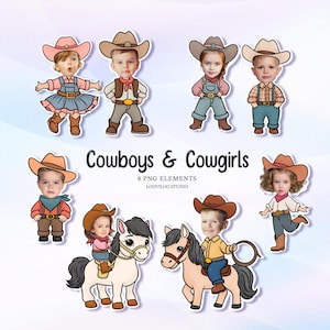 Cowboys och cowgirls, Lägg till ditt eget foto, Barnens ansikte tomt