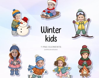 Winter kids add your own face, Bulletin board