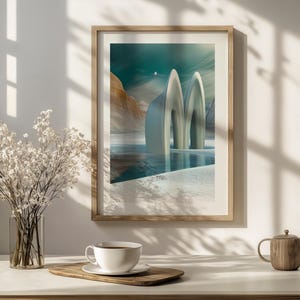 Surreal Grey Abstract Art Print: Futuristic Dark Wall Decor (Digital Download)