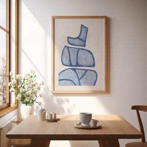 Stones – Light Blue and Beige Abstract Wall Art Print, Neutral Modern Poster, Minimalist Digital Download Home Decor