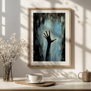 Last Breath Before … – Dark Abstract Wall Art Print, Blue and Black Modern Digital Poster