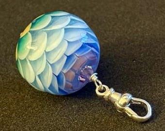 Lampwork glass blue and purple layered petal bead