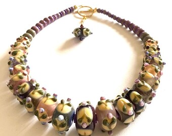 Collar de lavanda de cristal de Murano