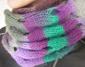 Colorful knit Cowl – mobius scarf -wool Neckwarmer -scarf Infinity-snood