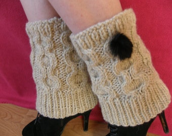 Boot Cuffs Leg Warmers with fur balls