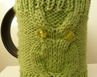 Owl  French Press Cozy, Coffee , Tea Cozy lime green Color Ready to Ship