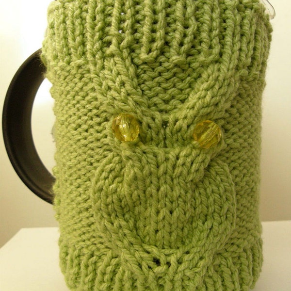 Owl  French Press Cozy, Coffee , Tea Cozy lime green Color Ready to Ship