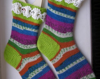 Women Wool socks - hand knit - warm and soft
