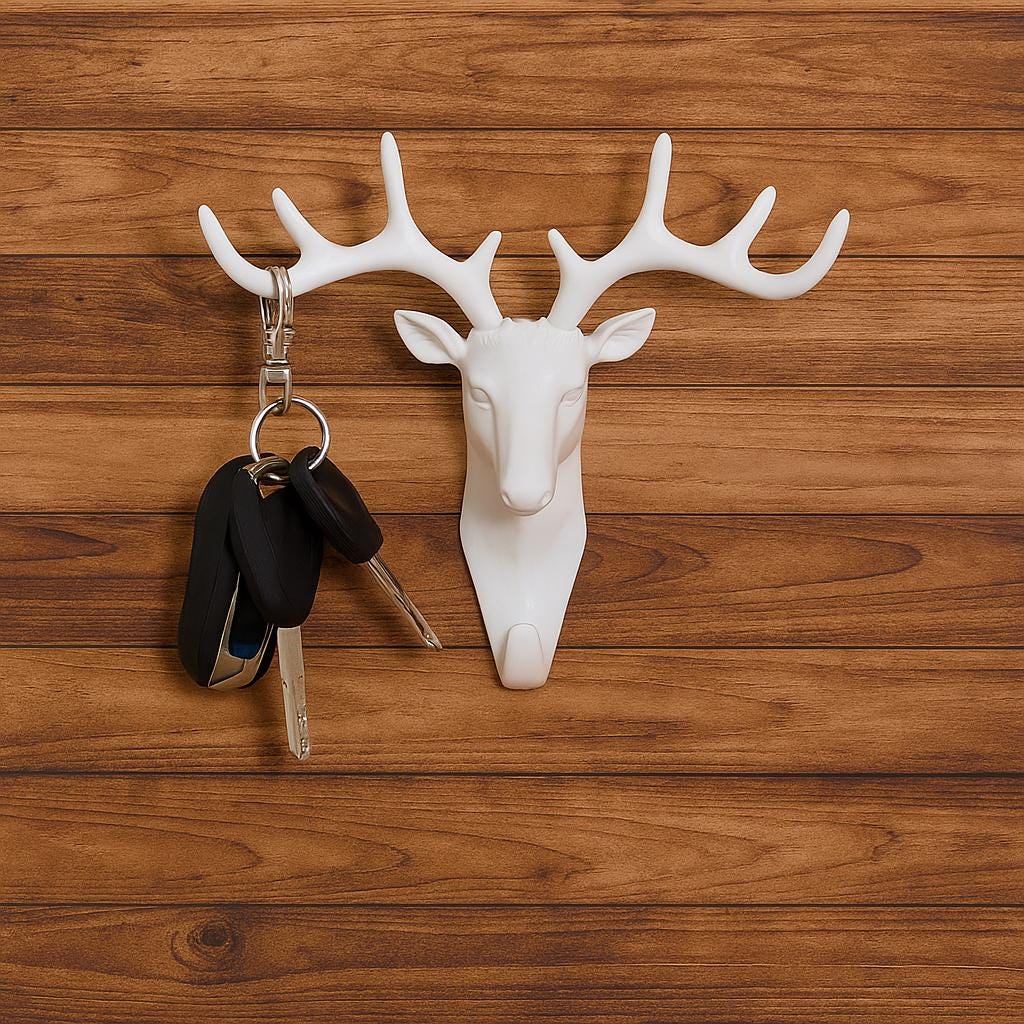 Cervo Maschio | Appendiabiti Tre Posti Con Montagna | Home Decor | FérArt Design