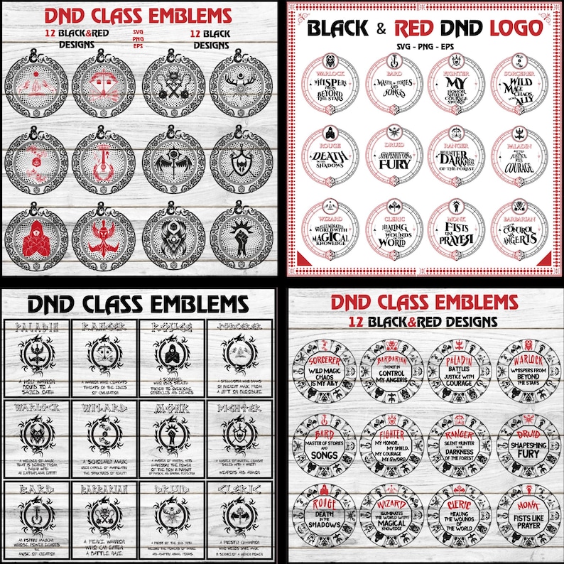 200 DND Class Emblems SVG Bundle, RPG Character Icons, Dungeons and ...