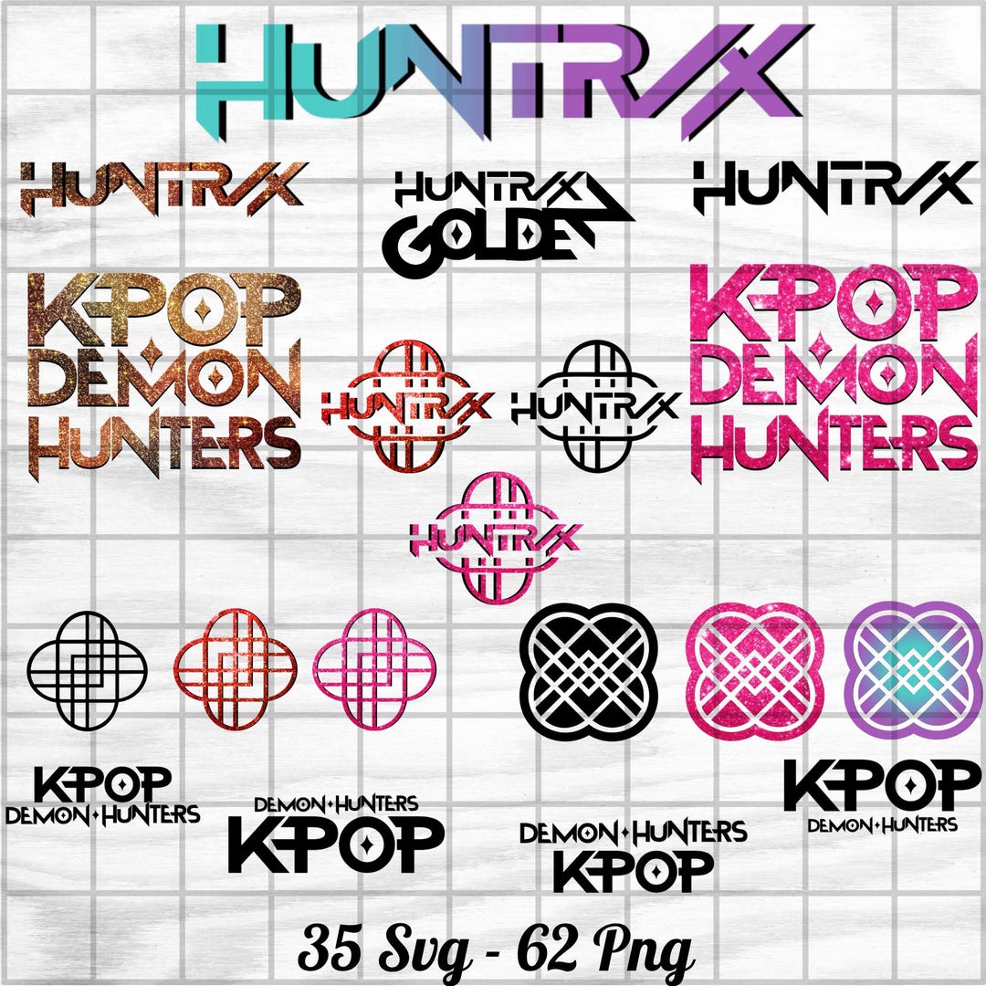 Huntrex Sign KPOP Demon Hunters Huntrix Logo Bundle, Retro Kpop Symbols SVG PNG ...