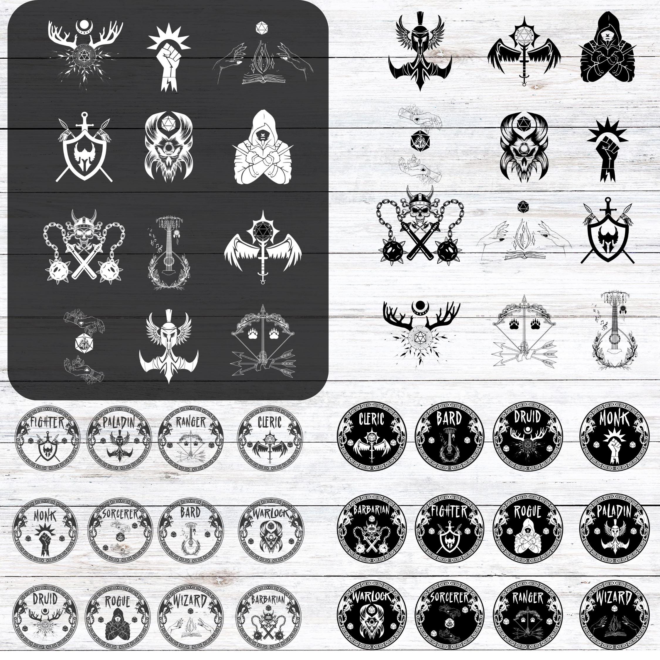 200 DND Class Emblems SVG Bundle, RPG Character Icons, Dungeons and ...