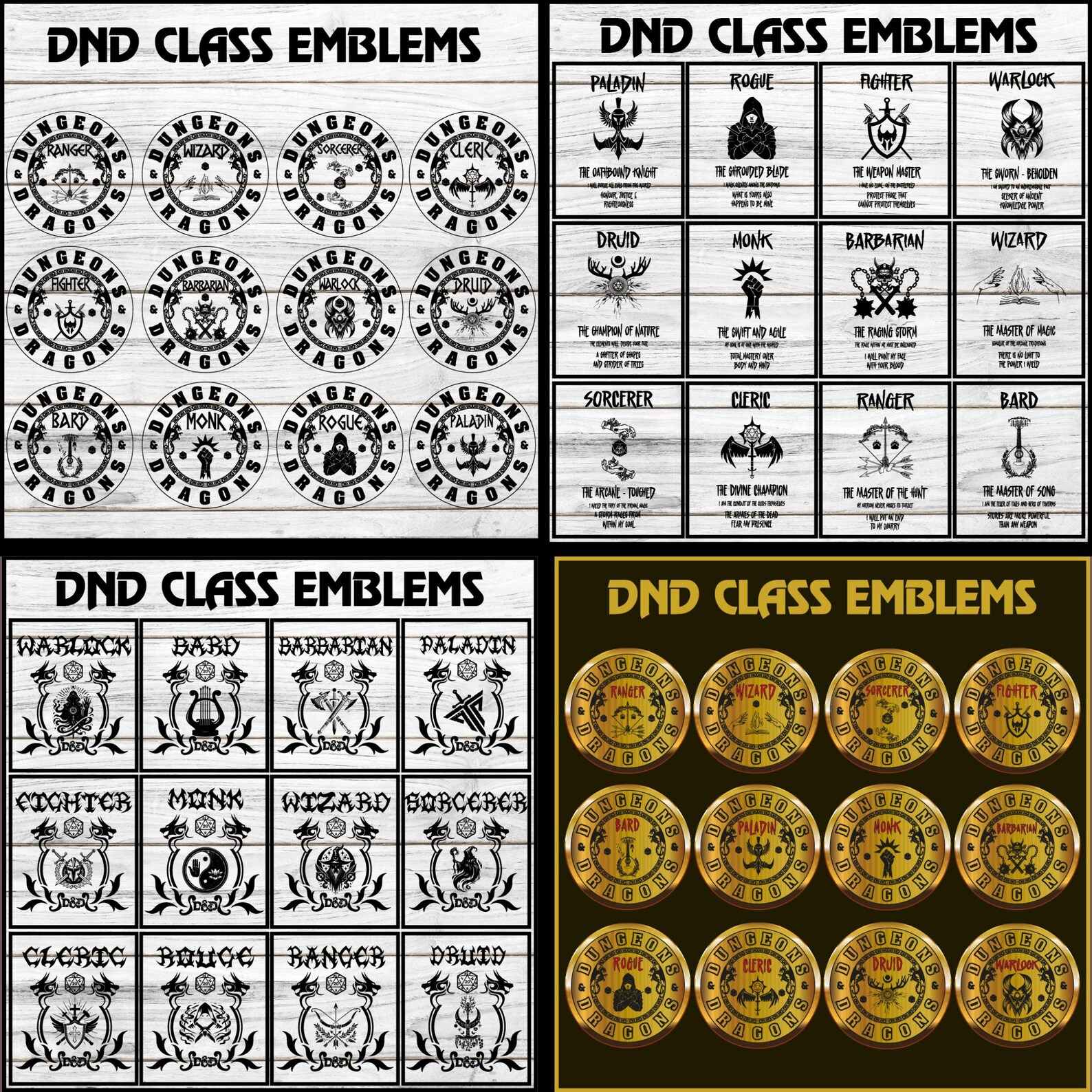 200 DND Class Emblems SVG Bundle, RPG Character Icons, Dungeons and ...