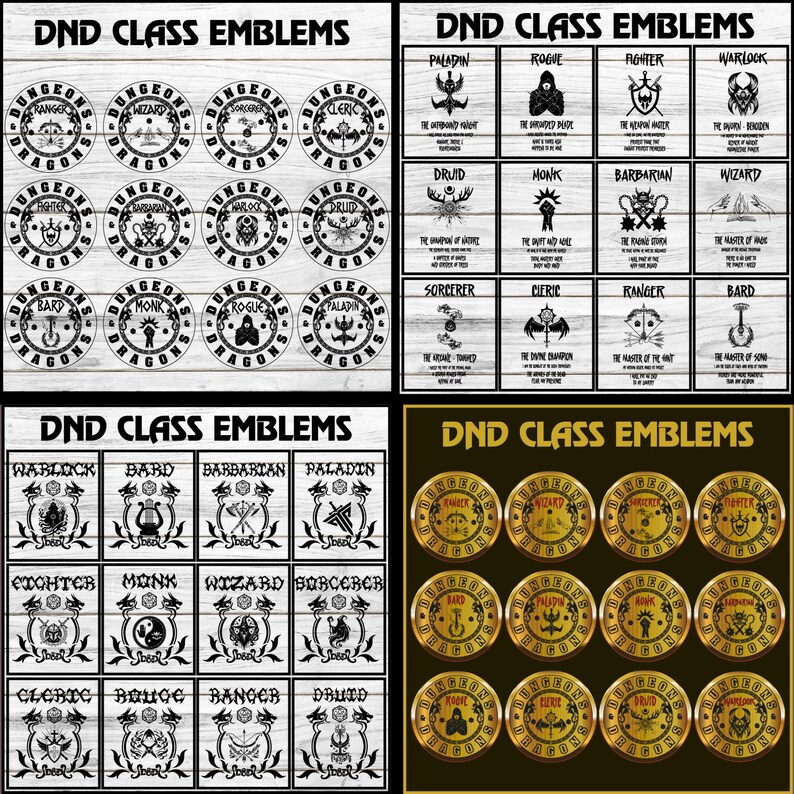 200 DND Class Emblems SVG Bundle, RPG Character Icons, Dungeons and ...