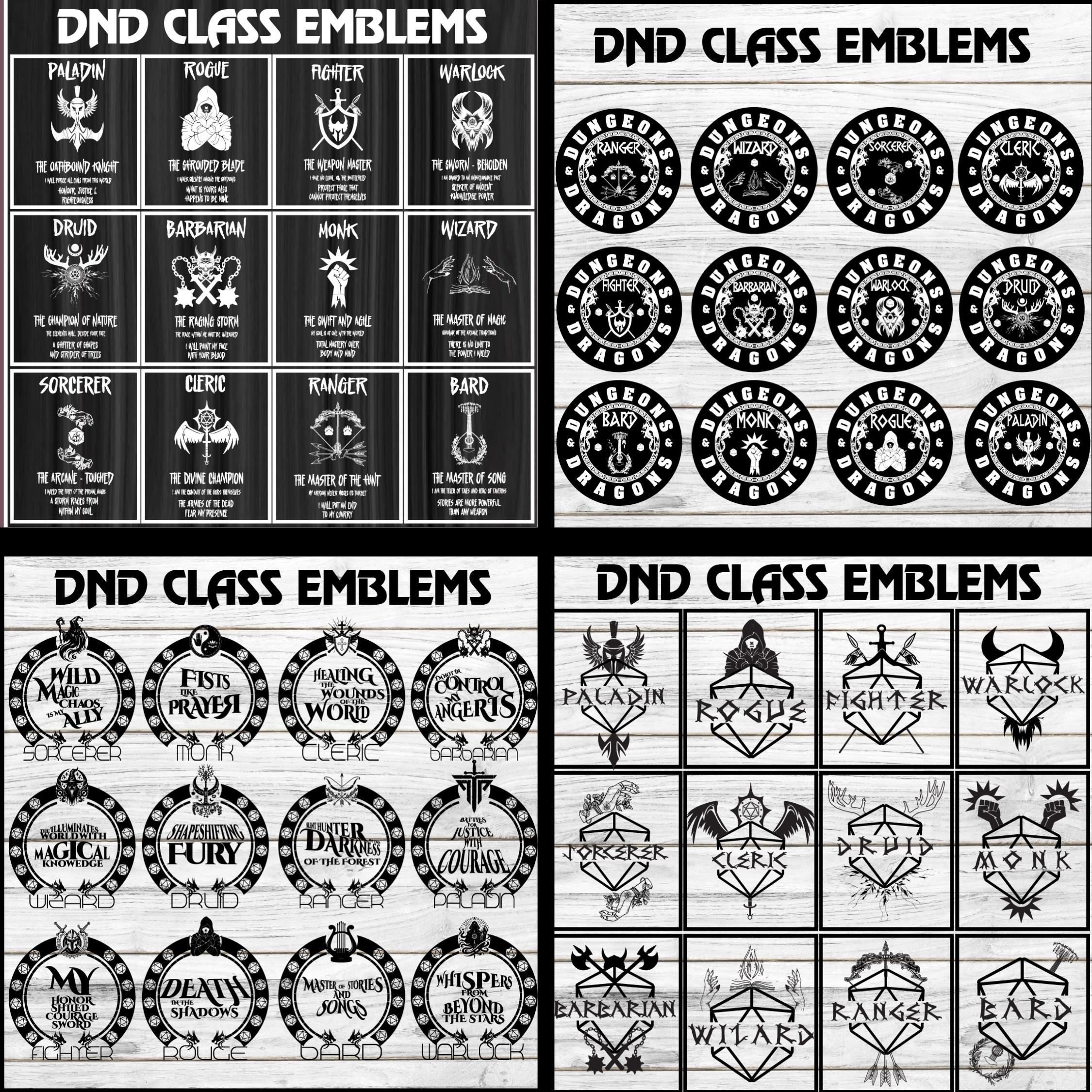 200 DND Class Emblems SVG Bundle, RPG Character Icons, Dungeons and ...