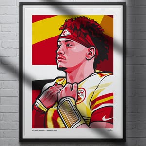 Patrick Mahomes Poster, Kansas City Chiefs Football Wall Art, Pat Mahomes Sports Print for Man Cave Office or Fan Gift