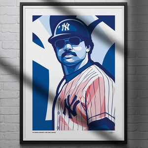 Reggie Jackson Poster, New York Yankees Baseball Wall Art, Sports Print for Man Cave Office or Fan Gift