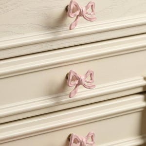 Bouton de meuble à nœud rose, poignées uniques pour chambre de fille, poignées de meuble pour chambre d'enfant, bouton de cuisine