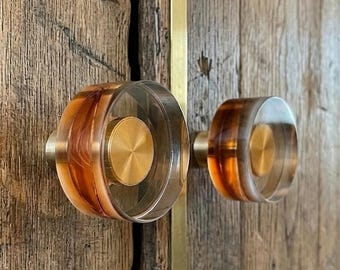 Transparent Pure Copper Door Handles, Gold premium brass one hole Knobs, cupboard drawer pulls, Round wardrobe Knob