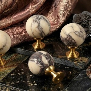 Calacatta Marble cabinet drawer knob, luxury ball kitchen dresser handle