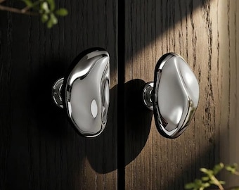 Bright Sliver Pebble kastknop, bronzen unieke knoppen, moderne kastgrepen keukenknop