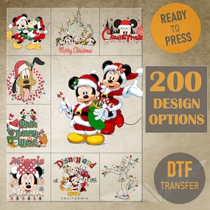 Disney Christmas DTF Transfer, Disney All Characters Christmas DTF Transfer, Ready To Press DTF Gang sheet, Disney Christmas 200 Dtf Designs