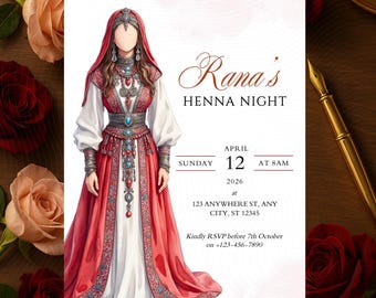 Arabische Hochzeitseinladung, bearbeitbare Canva-Vorlage für muslimische Berber-Marokkanische Henna-Nacht