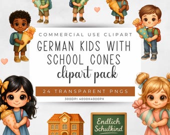 Deutsche Schultüte Clip Art PNG Set (300 DPI)